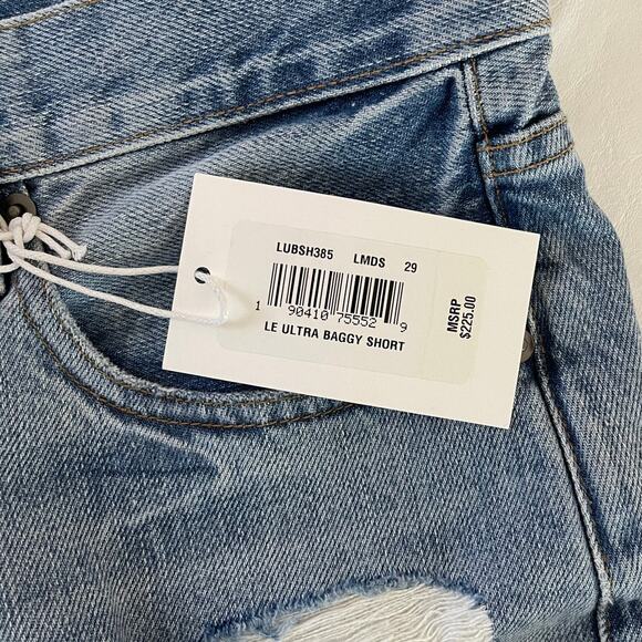 New FRAME Le Ultra Baggy Ripped Denim Shorts in Lomond Slash Women's Size 29 - Picture 3 of 7